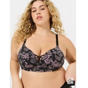 Torrid Wire Free Boost Push Up Back Smoothing‎ Whimsigoth Cute Goth Bra 50C